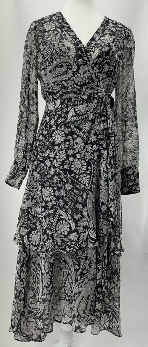 Dress - Black Dress White Floral Wrap ZARA - Image 4
