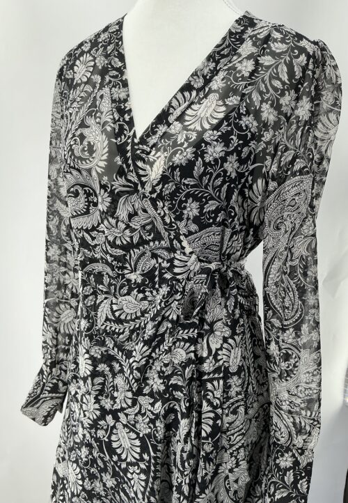 Dress - Black Dress White Floral Wrap ZARA