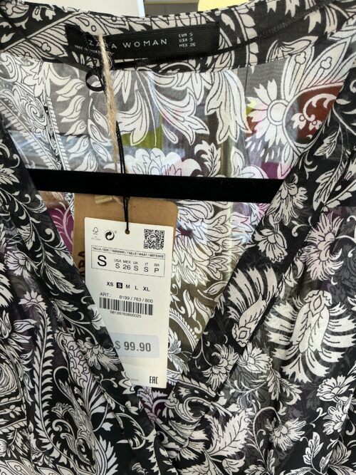 Dress - Black Dress White Floral Wrap ZARA - Image 8