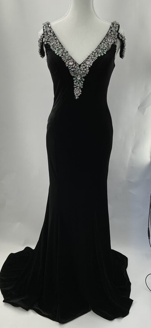 Party Dress - Velvet Long Dress Embroidered