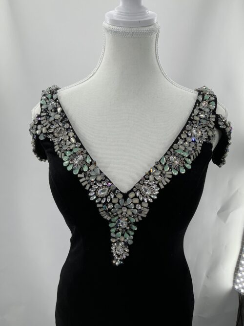 Party Dress - Velvet Long Dress Embroidered - Image 4