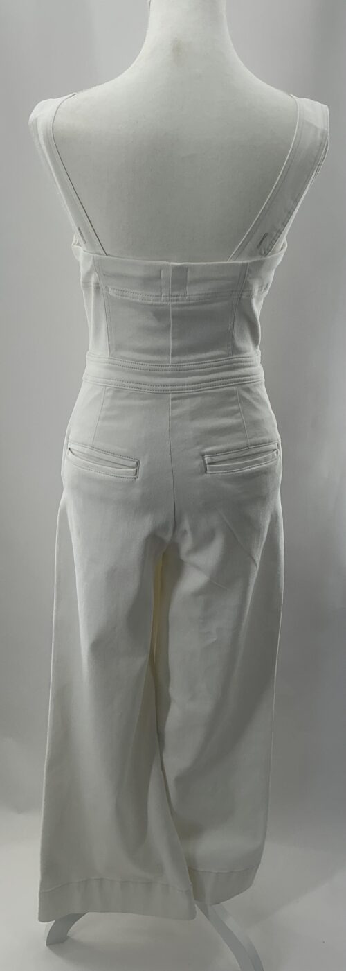 Jumpsuit - White Denim Jumpsuit with Gold Buttons - Image 8
