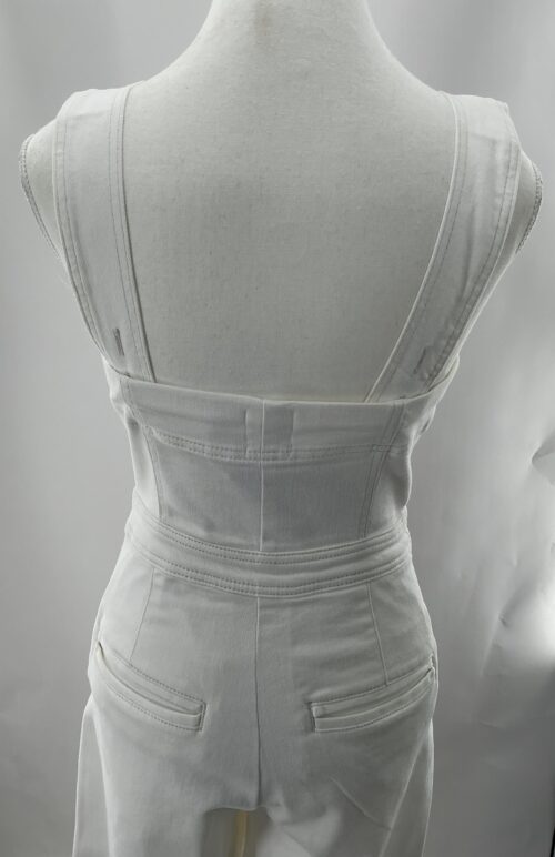 Jumpsuit - White Denim Jumpsuit with Gold Buttons - Image 7