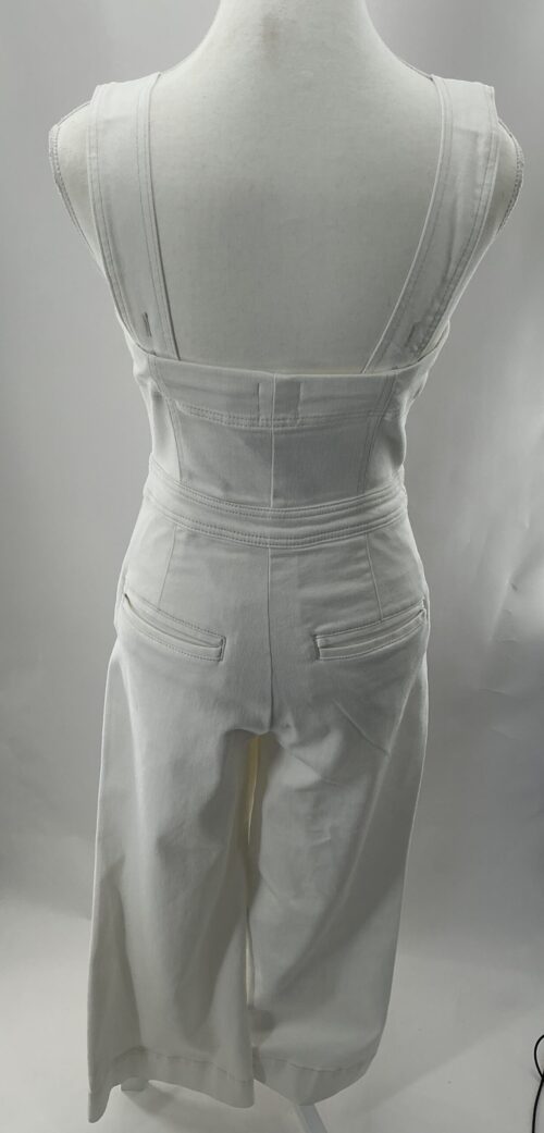 Jumpsuit - White Denim Jumpsuit with Gold Buttons - Image 9