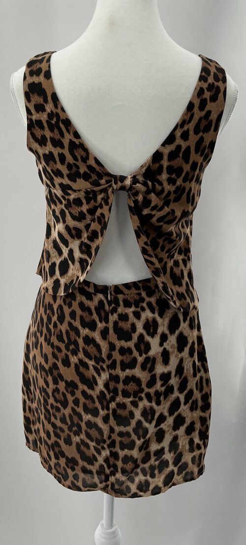 Dress - Short Animal Print Dress Bow on the Back - Image 2
