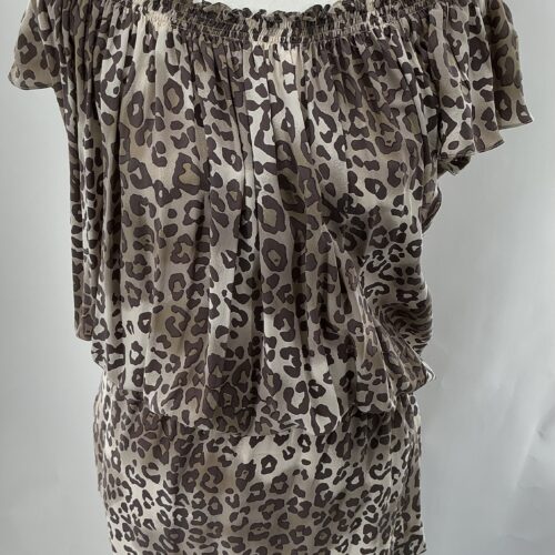 Dress - Short Dress Animal Print 100%Silk Shoulder to Shoulder