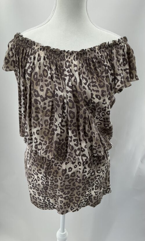 Dress - Short Dress Animal Print 100%Silk Shoulder to Shoulder