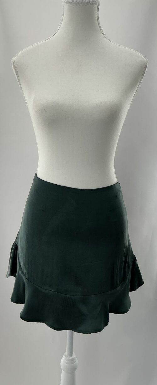 Set - Blouse and Mini Skirt Emerald Green Silk Set - Image 2