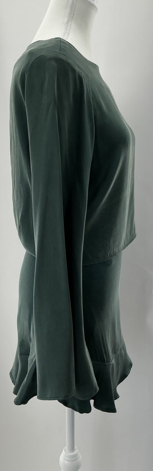 Set - Blouse and Mini Skirt Emerald Green Silk Set - Image 8