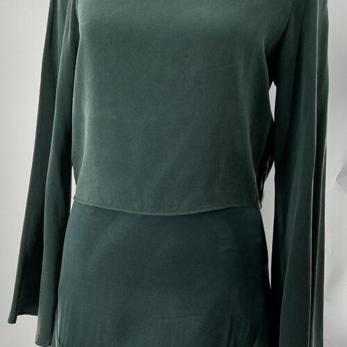 Set - Blouse and Mini Skirt Emerald Green Silk Set