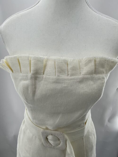Jumpsuit - Tweed Romper/Mini Dress Strapless With Belt - Image 5