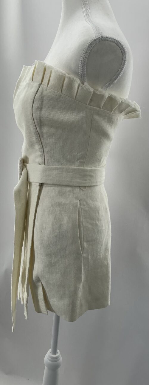 Jumpsuit - Tweed Romper/Mini Dress Strapless With Belt - Image 6