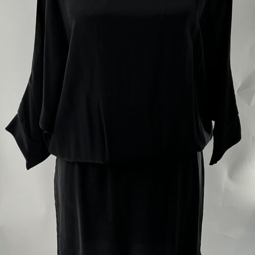 Dress - Short Black Cut-Out on The Shoulder Silk Dress