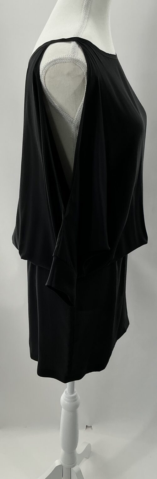 Dress - Short Black Cut-Out on The Shoulder Silk Dress - Image 6