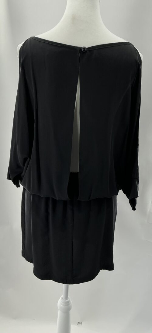 Dress - Short Black Cut-Out on The Shoulder Silk Dress - Image 5