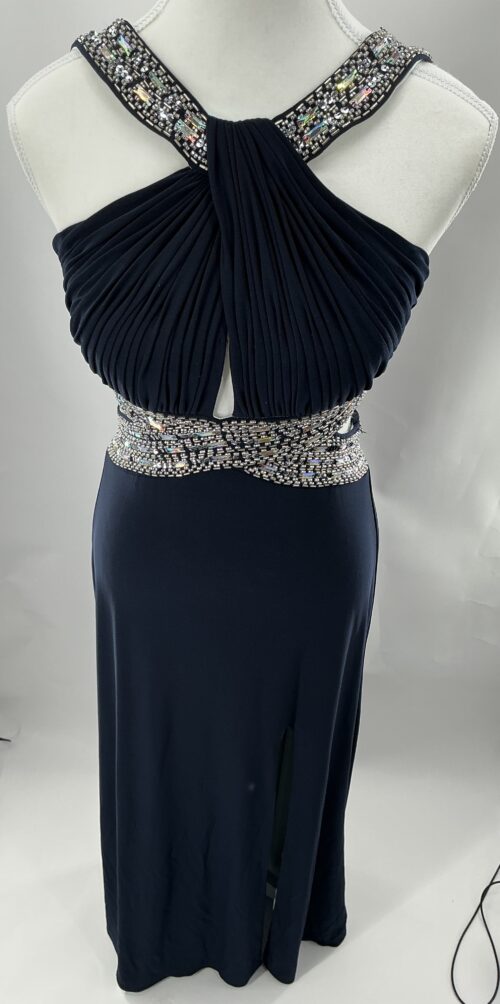 Party Dress - Long Dress Navy Blue Aqua Dresses - Image 8