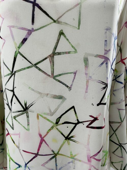 Dress - Short White Watercolor Arabesques Print - Image 8