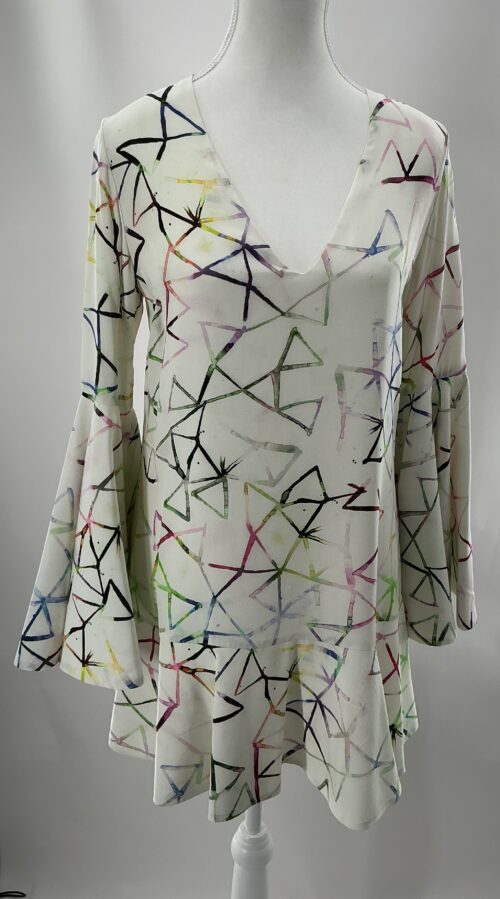 Dress - Short White Watercolor Arabesques Print - Image 7