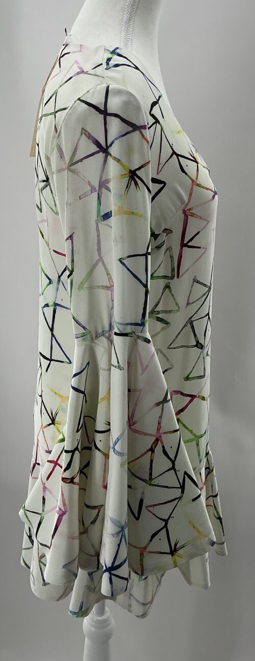 Dress - Short White Watercolor Arabesques Print - Image 6