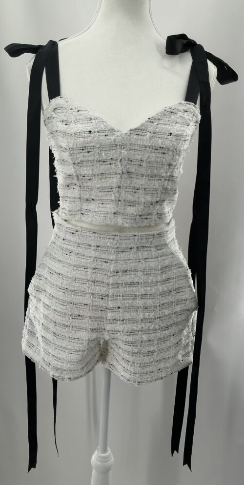 Set - Blazer, Cropped Top and Short Tweed Set