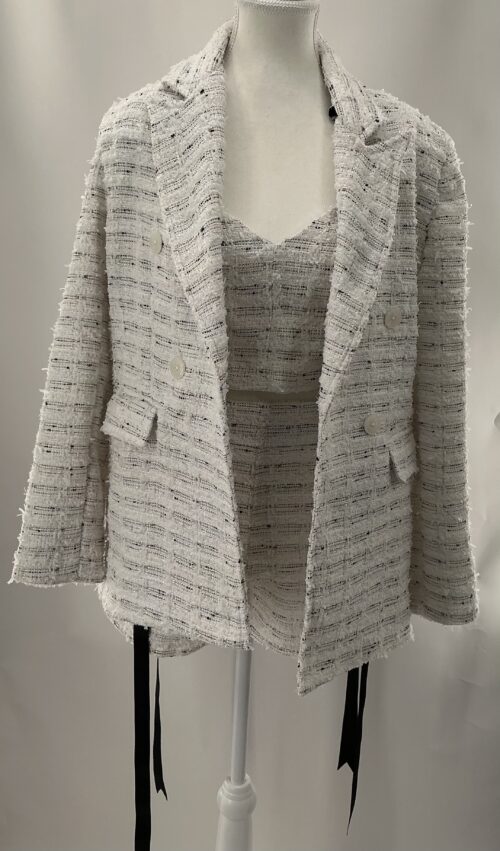 Set - Blazer, Cropped Top and Short Tweed Set - Image 9