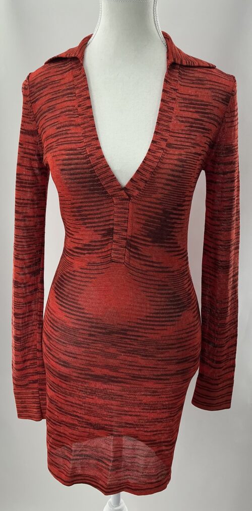 Dress - Orange Tricot/Knit Dress ALEXIS
