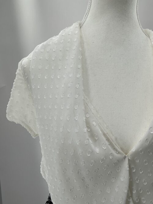 Dress - Black and White Sequin Blouse Short Dress - Image 3