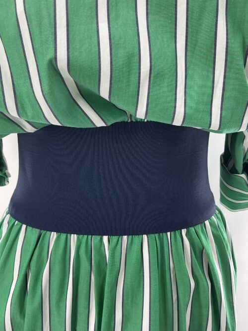 Dress -Green Stripped Dress Blue Belt - Image 7