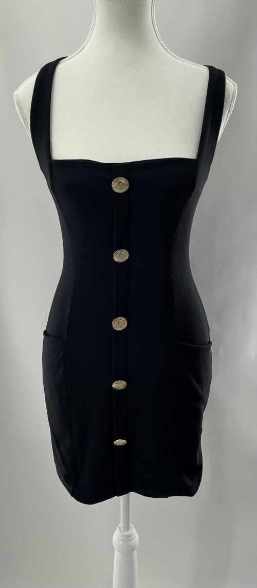 Dress - Black Dress Gaspaz Gold Buttons