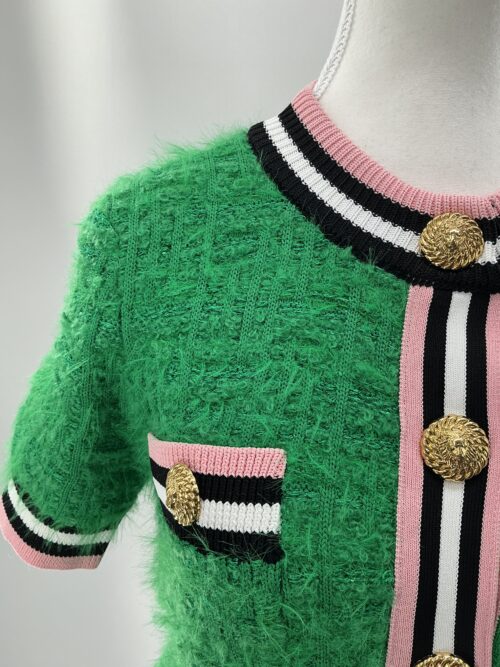 Set - Skirt and Cardigan Green “fur” Fabric - Image 6
