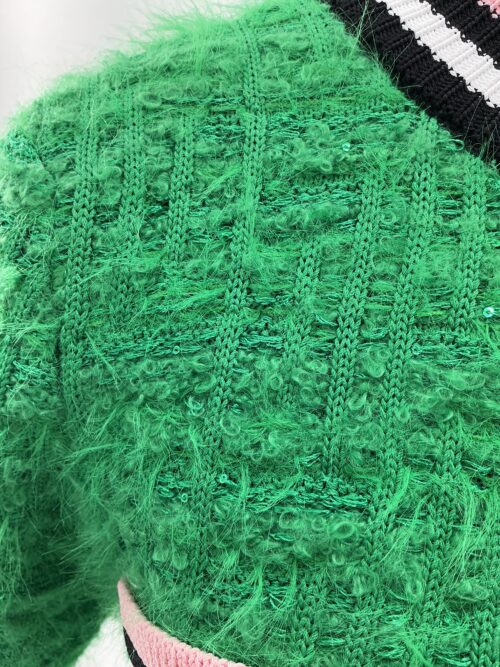 Set - Skirt and Cardigan Green “fur” Fabric - Image 3
