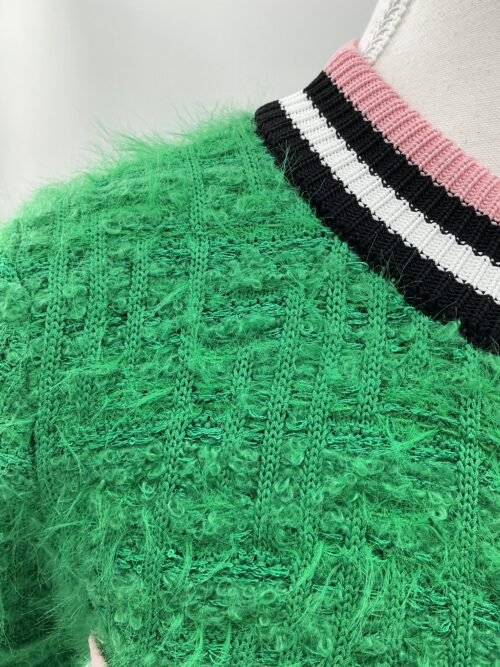 Set - Skirt and Cardigan Green “fur” Fabric - Image 8