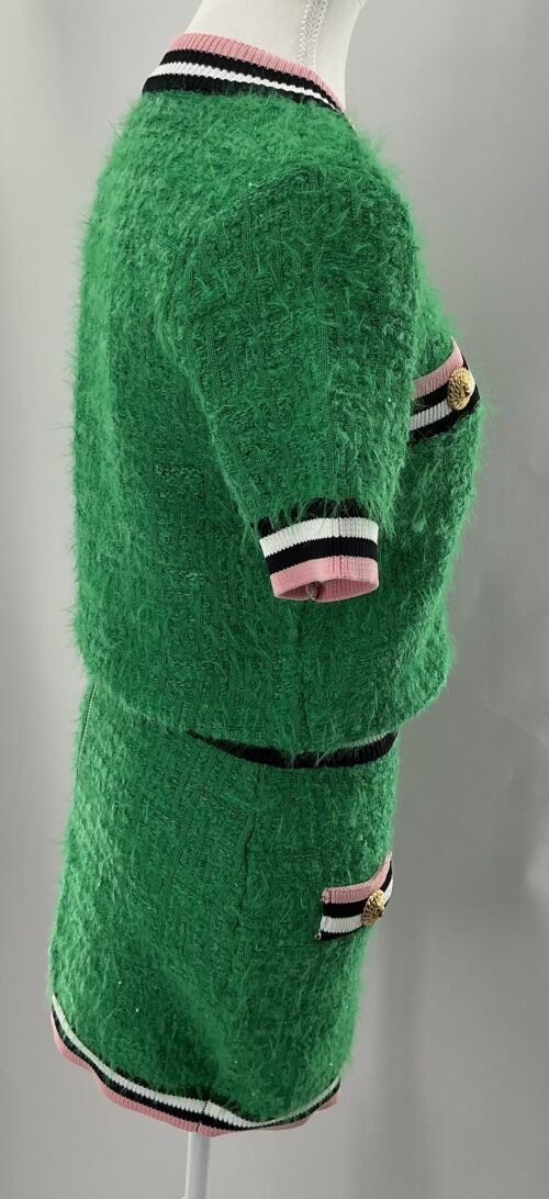 Set - Skirt and Cardigan Green “fur” Fabric - Image 9