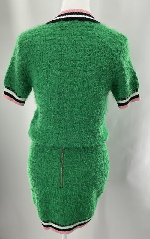 Set - Skirt and Cardigan Green “fur” Fabric - Image 7