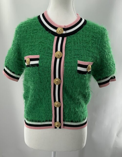 Set - Skirt and Cardigan Green “fur” Fabric - Image 11
