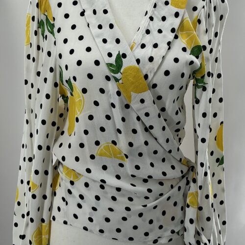 Skirt - White Polka Cachequer Wrap With lemons
