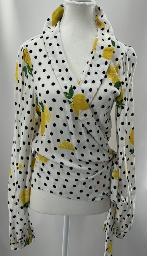 Skirt - White Polka Cachequer Wrap With lemons