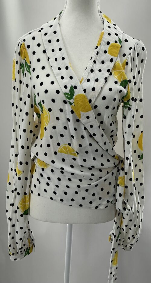 Skirt - White Polka Cachequer Wrap With lemons - Image 3