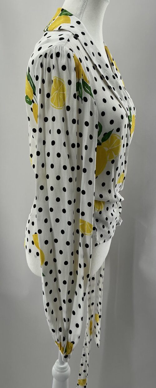 Skirt - White Polka Cachequer Wrap With lemons - Image 4