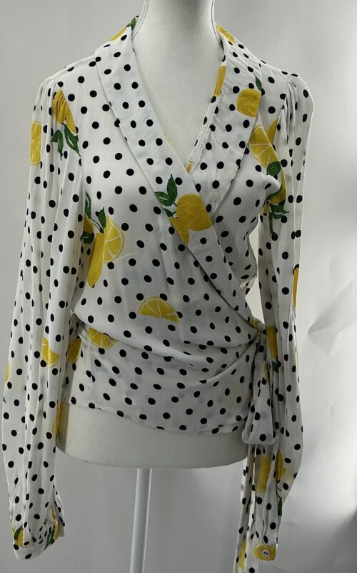 Skirt - White Polka Cachequer Wrap With lemons - Image 6