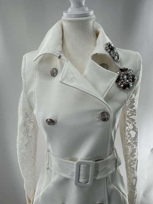 Trench Coat  - White Italian Trench Coat - Image 4