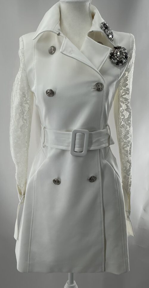 Trench Coat  - White Italian Trench Coat - Image 3