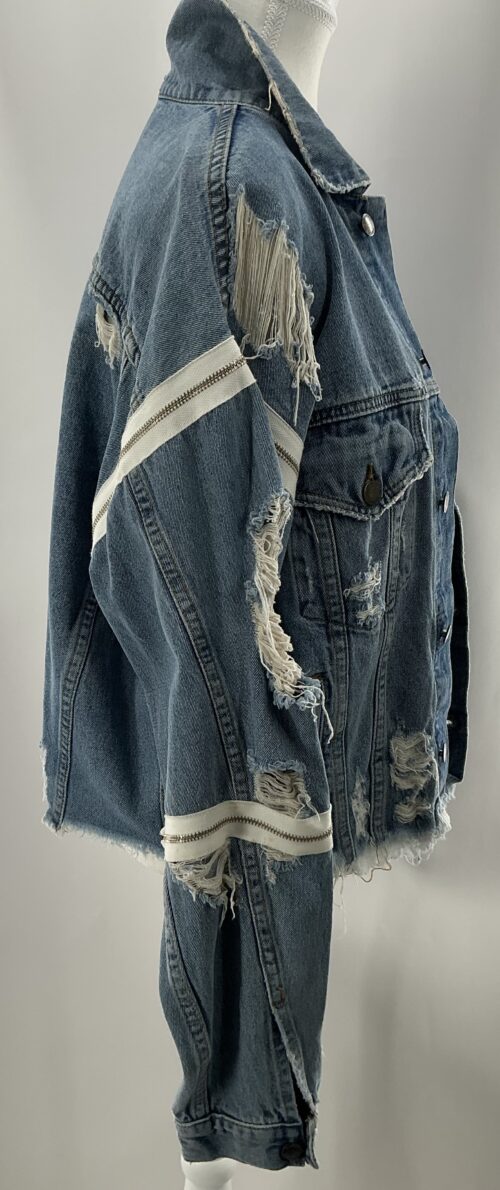 Jacket - Denim Jacket With Zippers Detail - Image 3