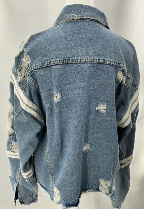 Jacket - Denim Jacket With Zippers Detail - Image 5