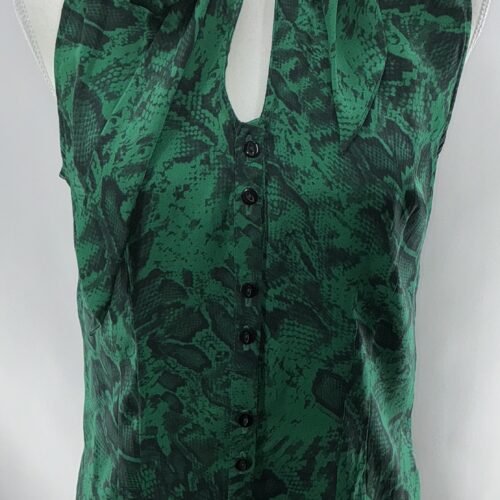 Top - Green Snake Top 100%Silk