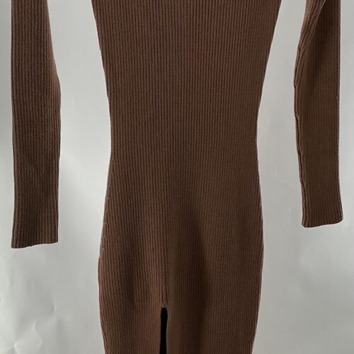 Dress - Brown Knit Dress V Neck