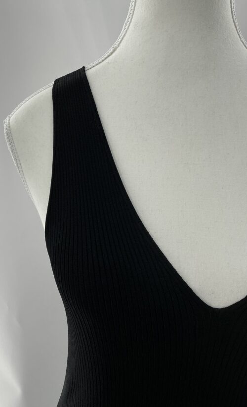 Dress - Midi/Long Knit Black Dress - Image 2