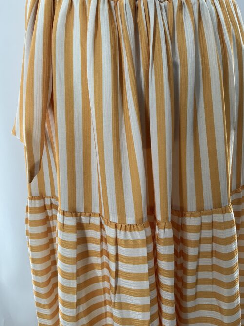 Skirt - Long Striped Yellow and White Skirt - Image 3