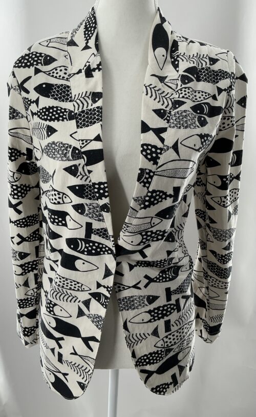 Blazer - White and Black Fix Printed Blazer