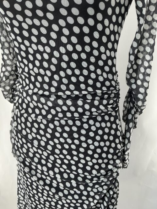 Dress - Long Black and White polka Tule Dress - Image 3